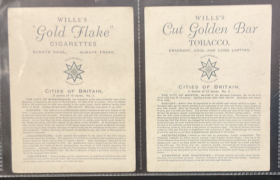 Thumbnail: Wills Cities Of Britain Cigarette Cards