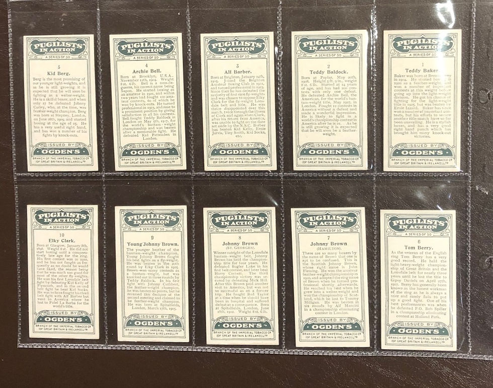 Thumbnail: Ogdens Pugilists in Action Cigarette Cards