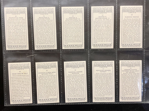 wills cigarette cards household hints Wills Household Hints Different Cigarette Cards