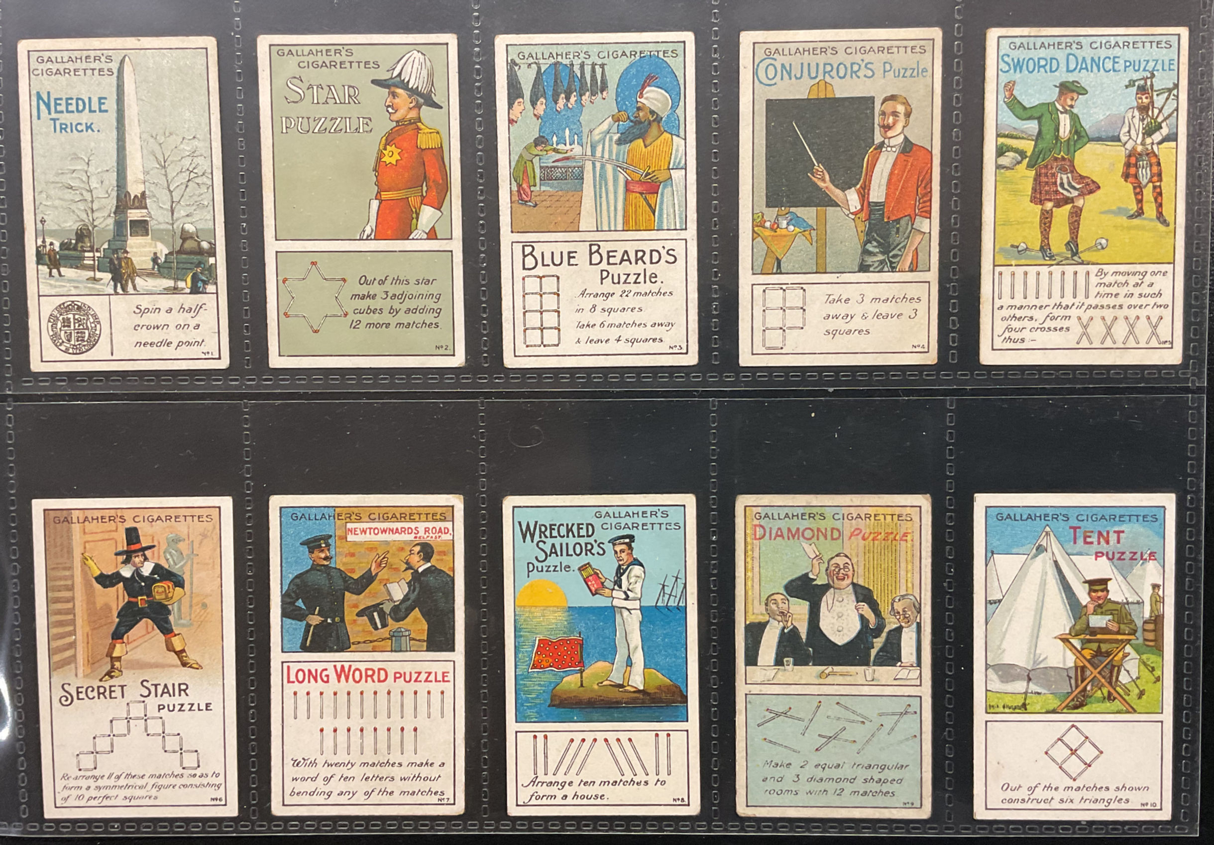 Gallaher Tricks & Puzzles Series Green Back Cigarette Cards