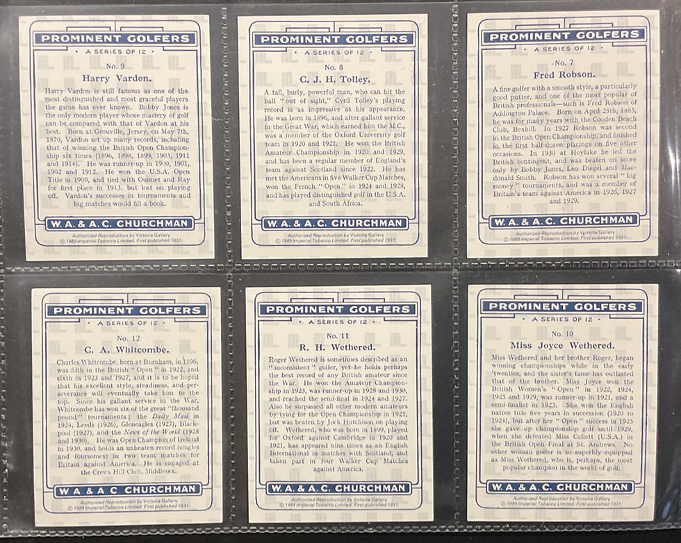 Thumbnail: Churchman Prominent Golfers Cigarette Cards