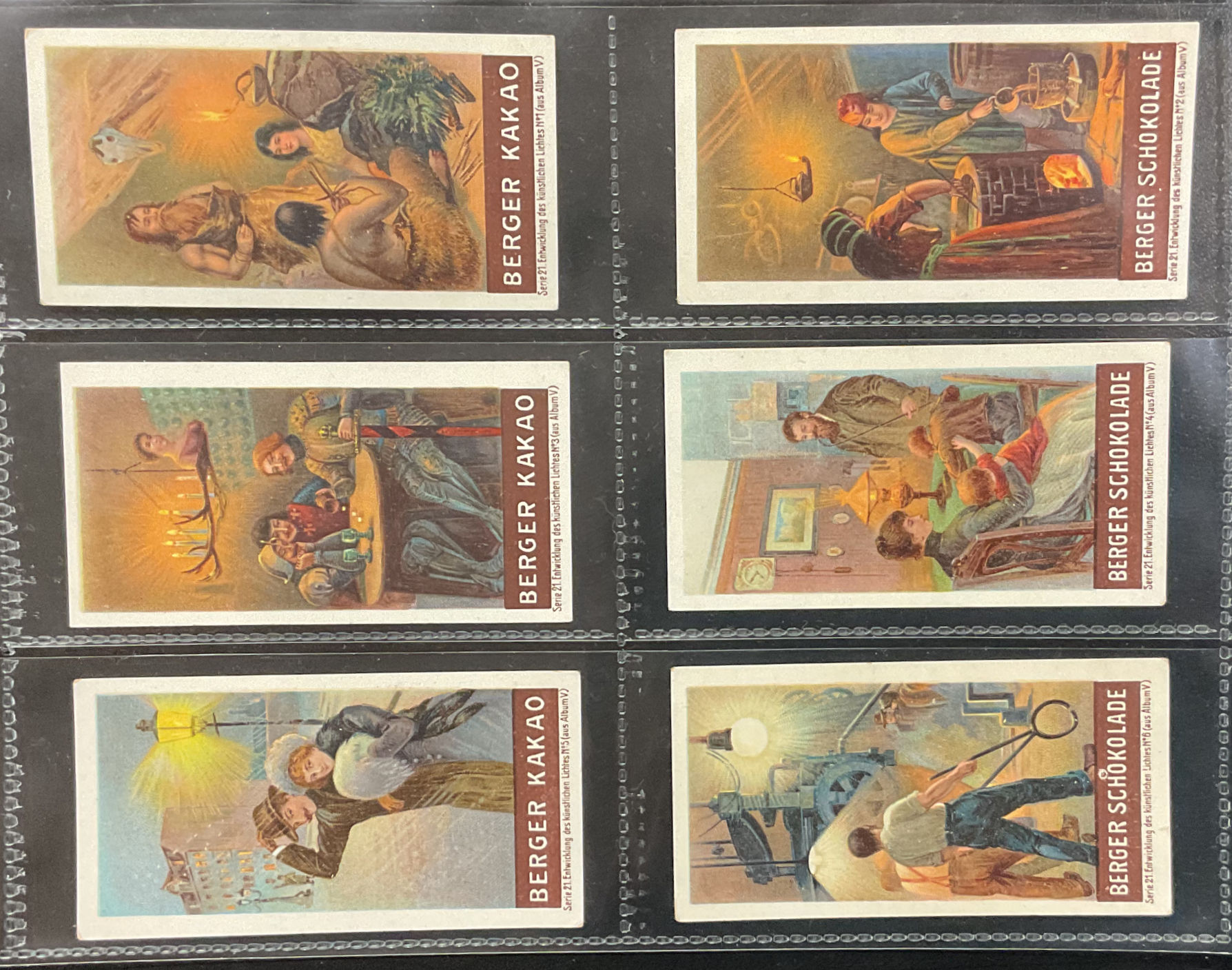 Robert Berger Development Of Artificial Light Set 21 German Chocolate Cards