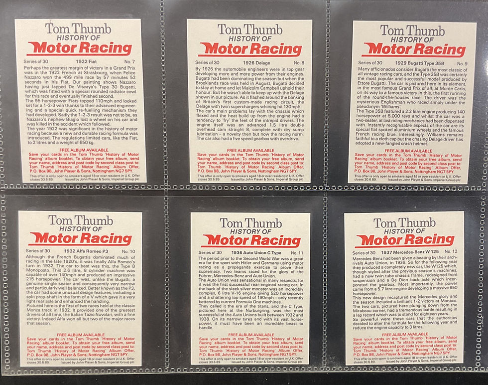 Thumbnail: Players Tom Thumb History Of Motor Racing Imperial Group Cigar Cards