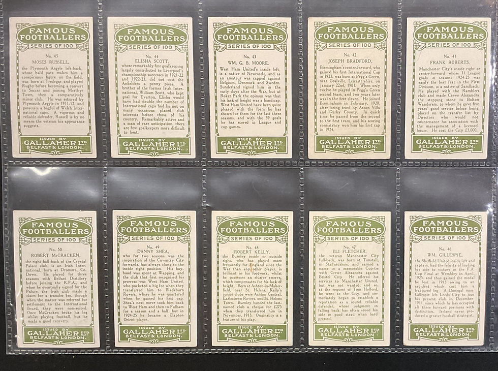 Thumbnail: Gallaher Famous Footballers Green Back Cigarette Cards