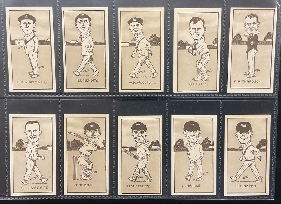 Thumbnail: Hill Caricatures Of Famous Cricketers Cigarette Cards