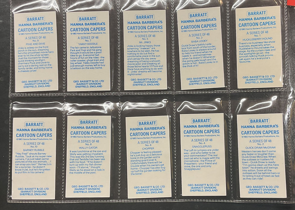 Thumbnail: Basset Barratt Division Hanna Barbera's Cartoon Capers Confectionary Cards