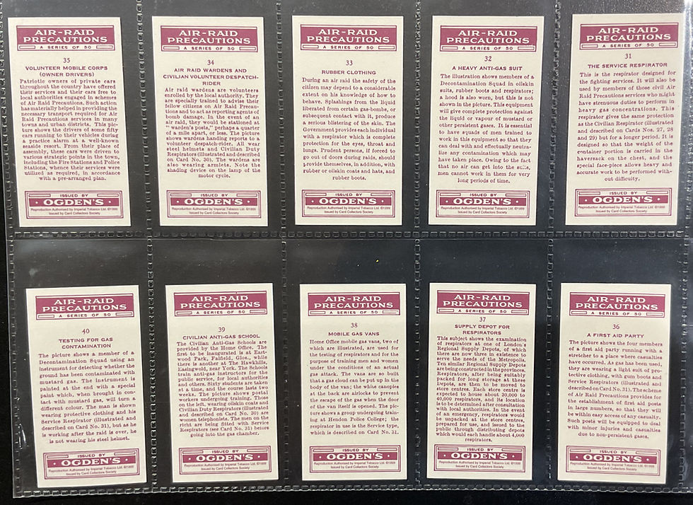 Thumbnail: Wills Air Raid Precautions Reproduction Cigarette Cards