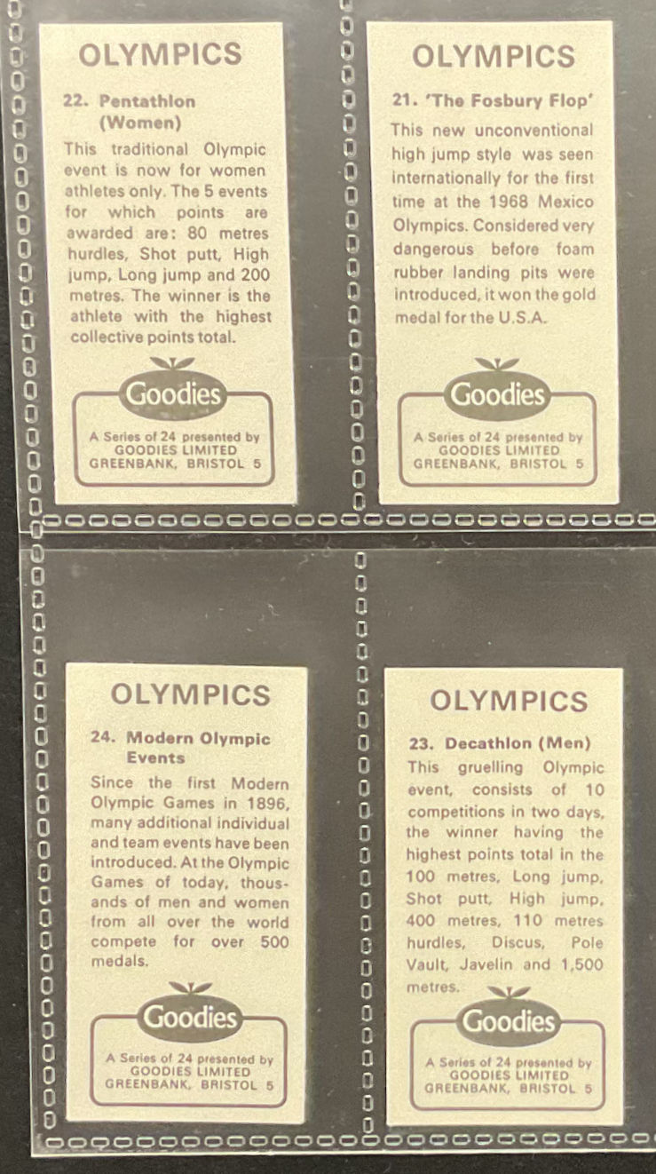 Thumbnail: Goodies Olympics Confectionary Cards