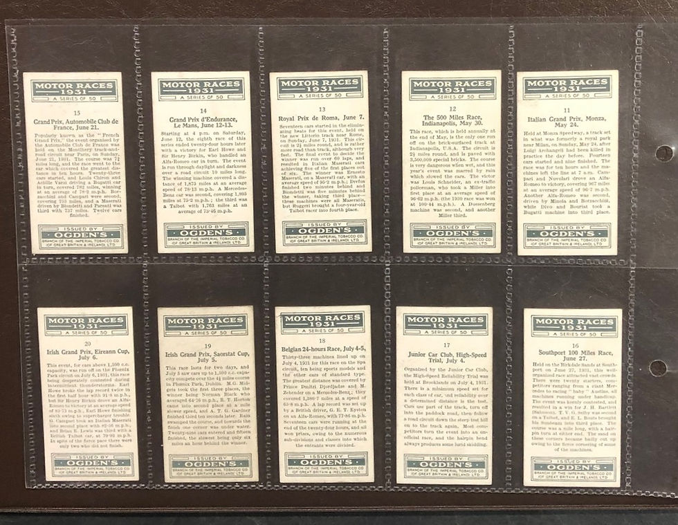 Thumbnail: Ogdens Motor Races 1931 Cigarette Cards
