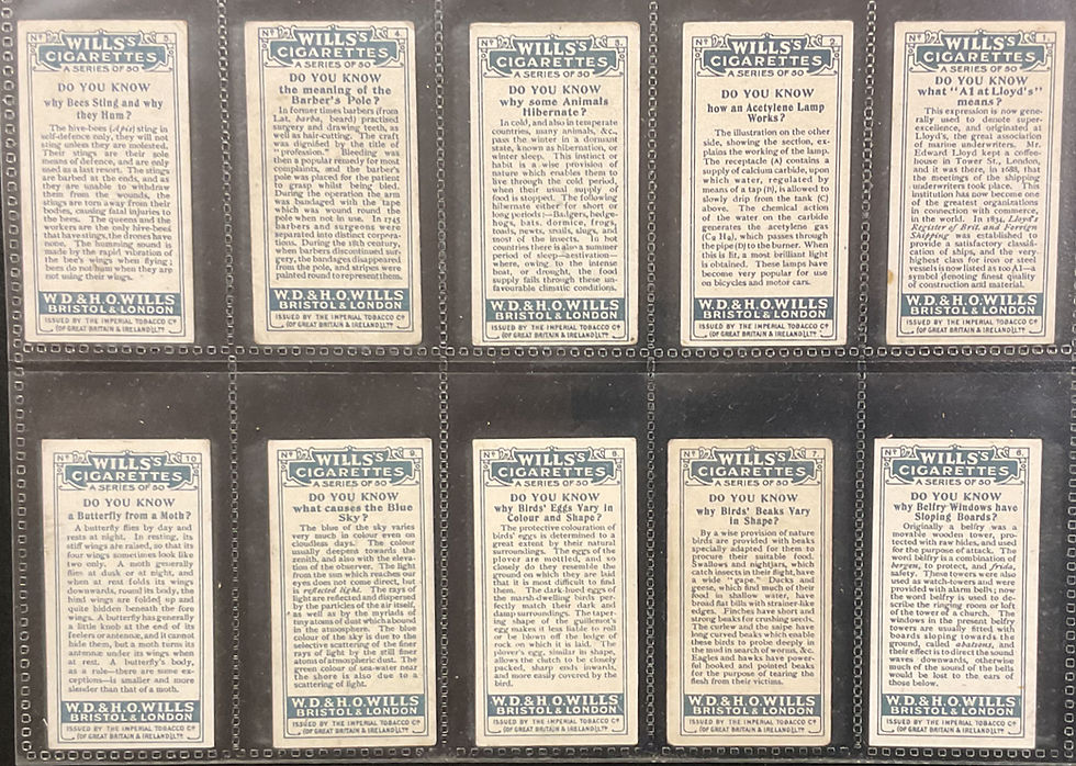Thumbnail: Wills Do You Know First Series Cigarette Cards