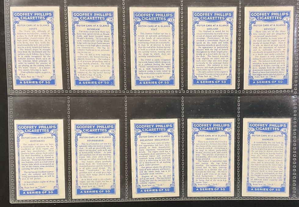 Thumbnail: Phillips Motor Cars At A Glance Cigarette Cards