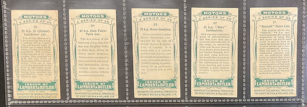 Thumbnail: Lambert & Butler Motors Cigarette Cards