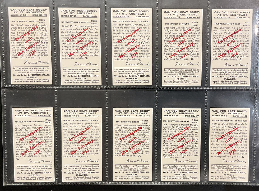 Thumbnail: Churchman Can You Beat Bogey At St. Andrews Red Overprint Cigarette Cards