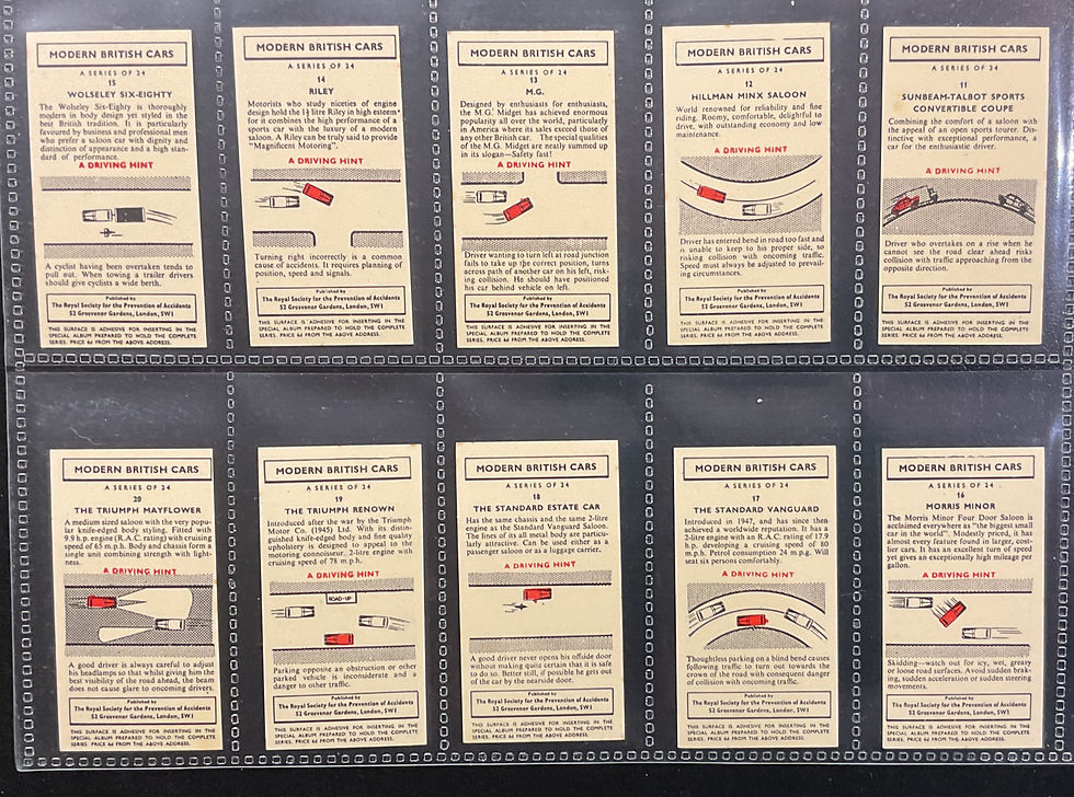 Thumbnail: Royal Society For The Prevention Of Accidents Modern British Cars Trade Cards