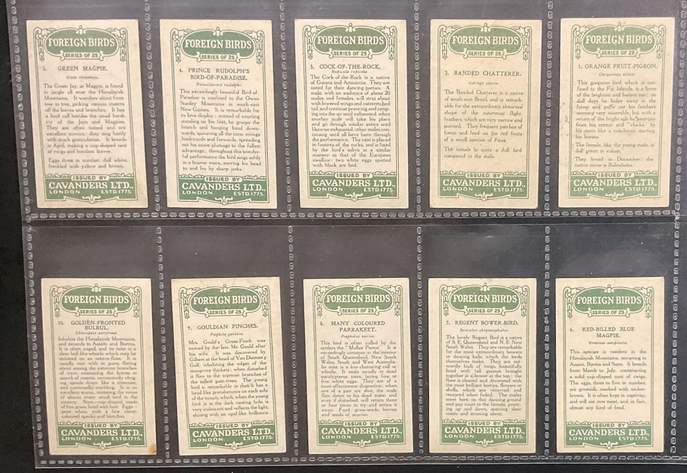 Thumbnail: Cavanders Foreign Birds Cigarette Cards