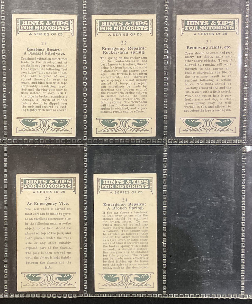 Thumbnail: British American Tobacco B.A.T. Hints & Tips For Motorists Cigarette Cards