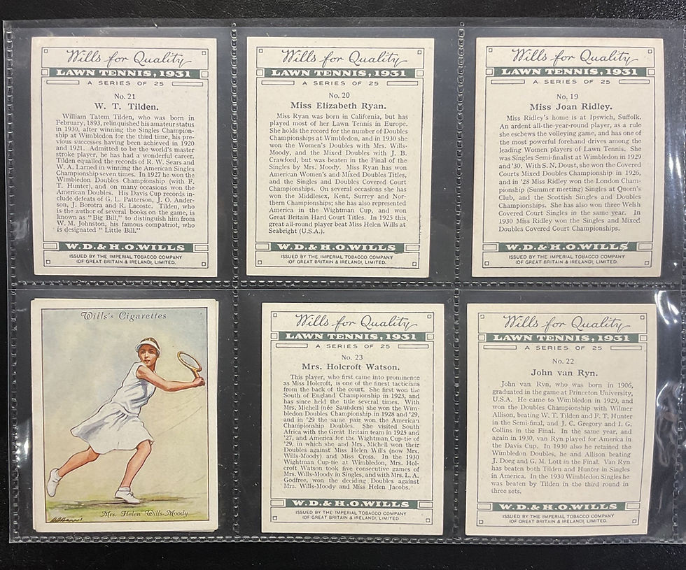 Thumbnail: Wills Lawn Tennis 1931 Cigarette Cards