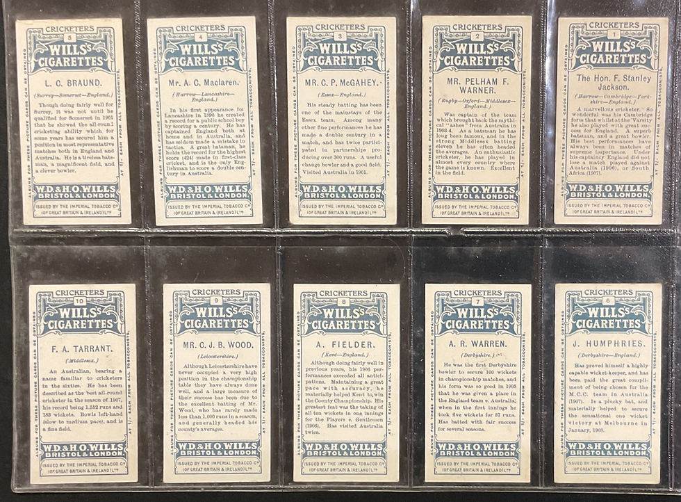 Thumbnail: Wills Cricketers 1908 Will's Cigarette Cards
