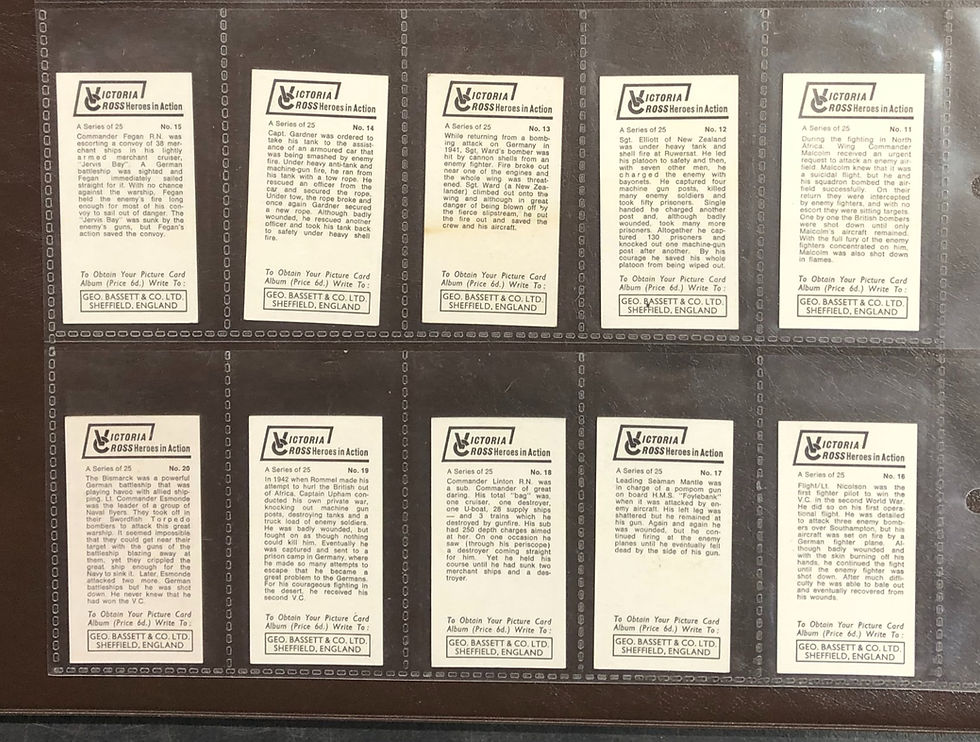 Thumbnail: Bassett Victoria Cross Heroes In Action Confectionary Cards