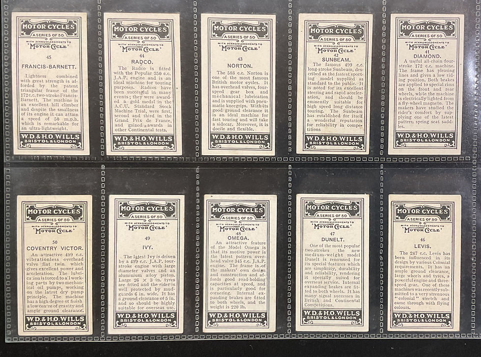 Thumbnail: Wills New Zealand Motor Cycles Cigarette Cards