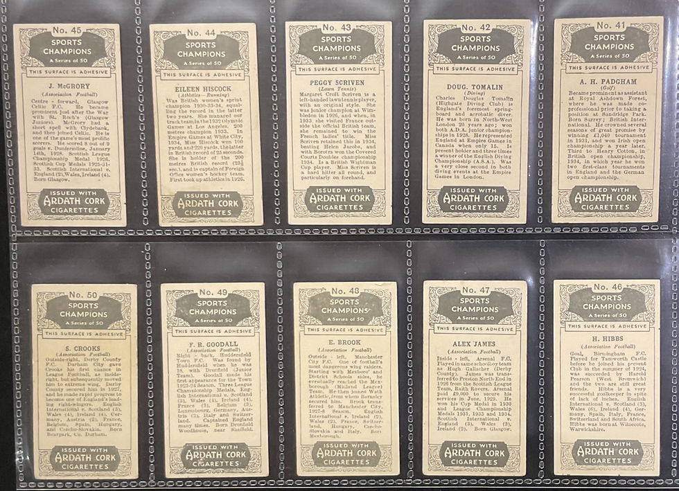 Thumbnail: Ardath Sports Champions New Zealand Issue Cigarette Cards