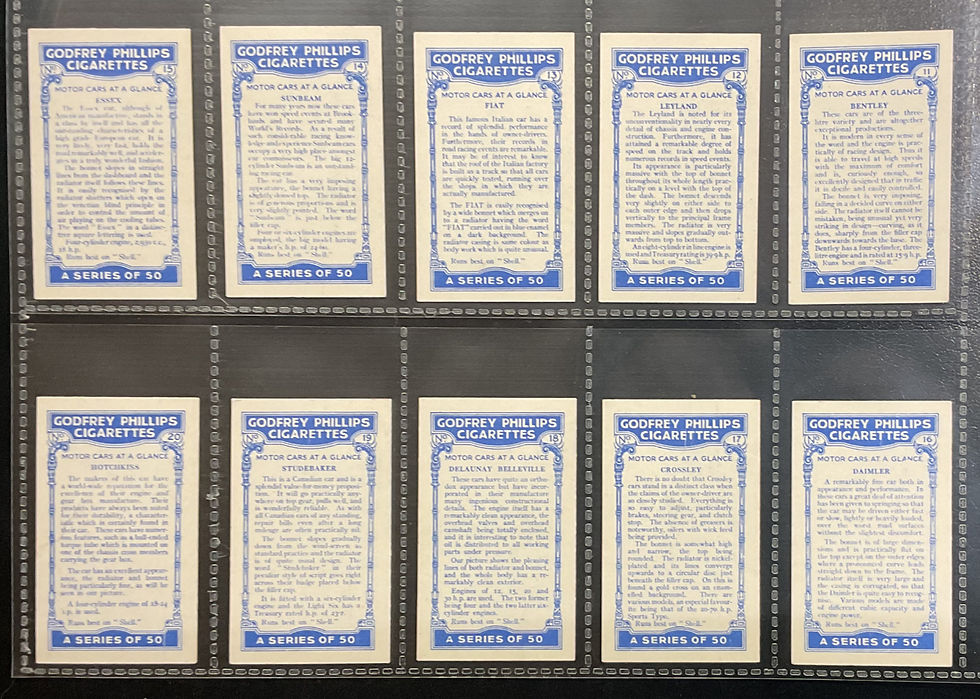 Thumbnail: Phillips Motor Cars At A Glance Cigarette Cards