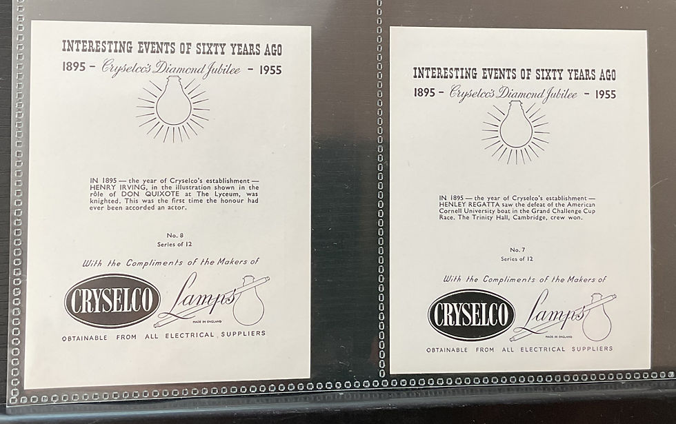 Thumbnail: Cryselco Electric Lamps Interesting Events Of Sixty Years Ago Trade Cards