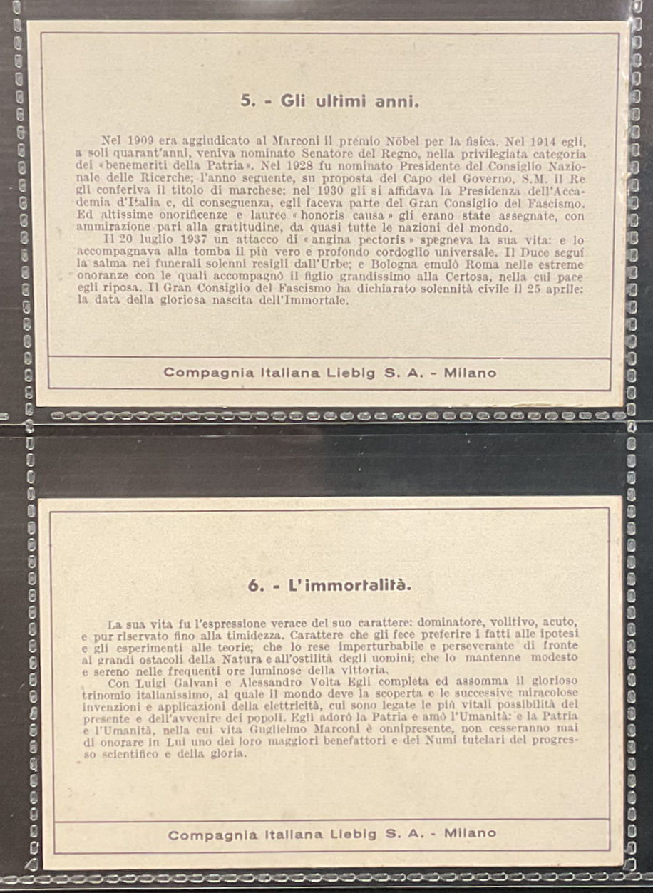 Thumbnail: Liebig Marconi S1382 Trade Cards