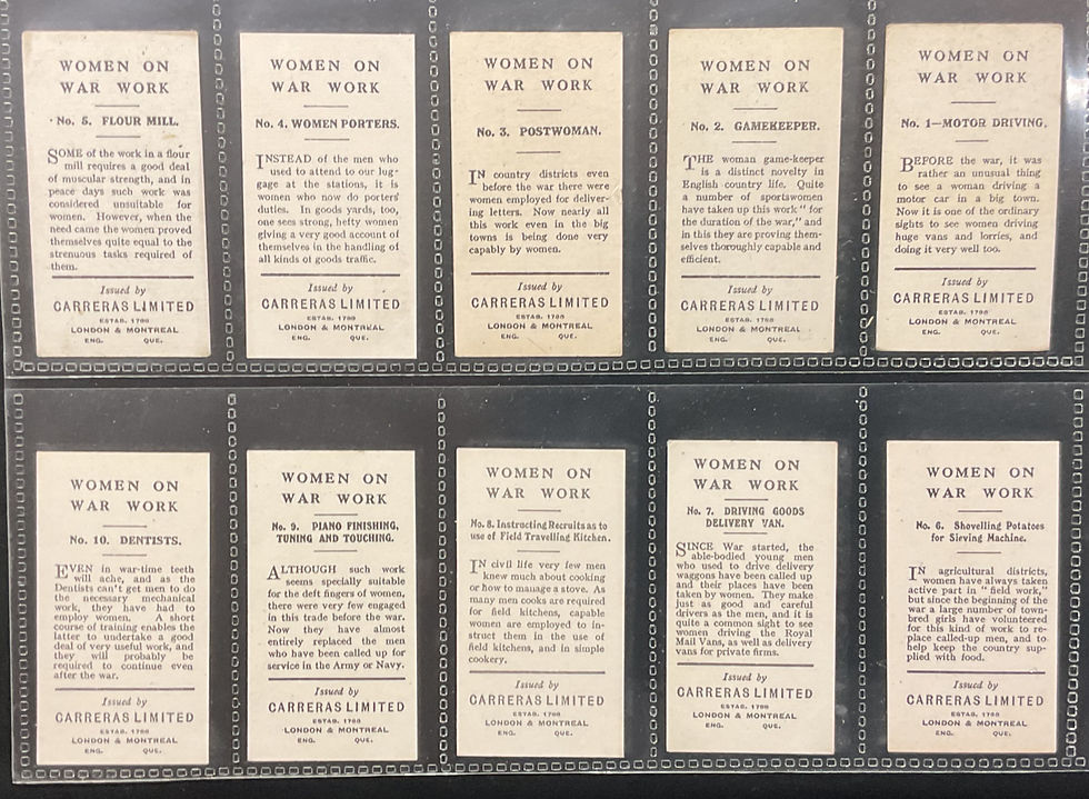 Thumbnail: Carreras Women On War Work Cigarette Cards