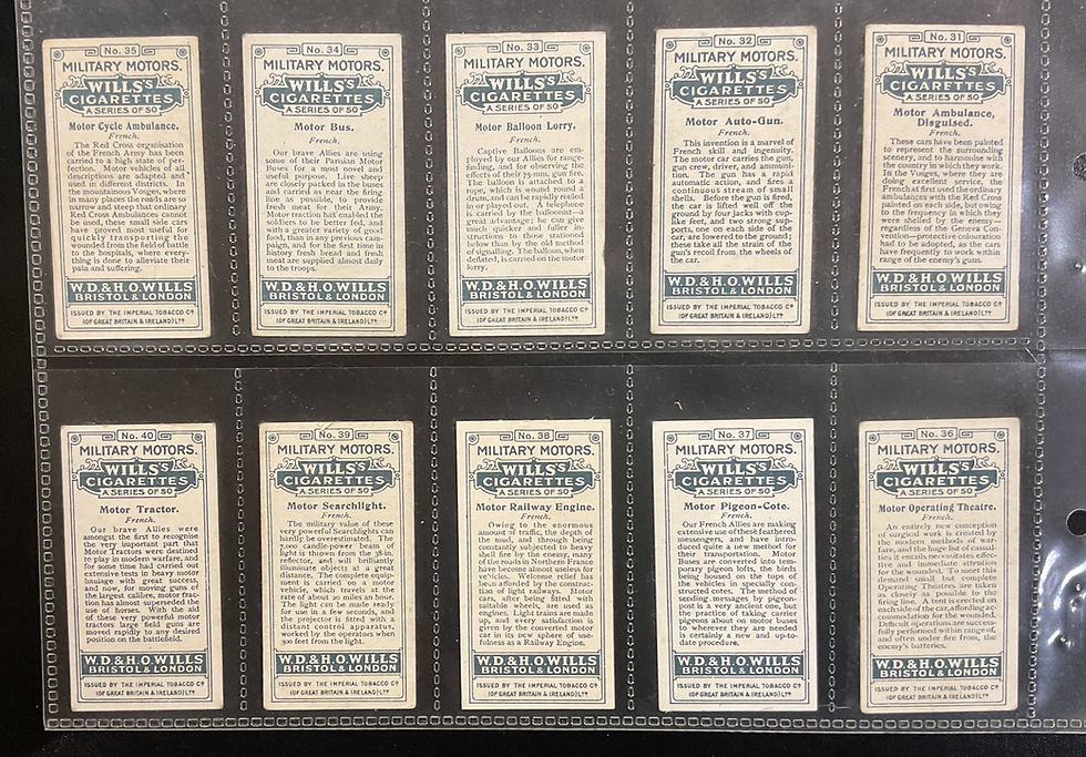 Thumbnail: Wills Military Motors Uncensored Cigarette Cards