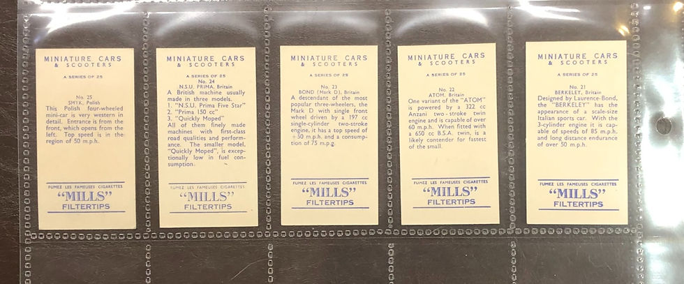Thumbnail: Amalgamated Tobacco Mills Miniature Cars & Scooters Cigarette Cards