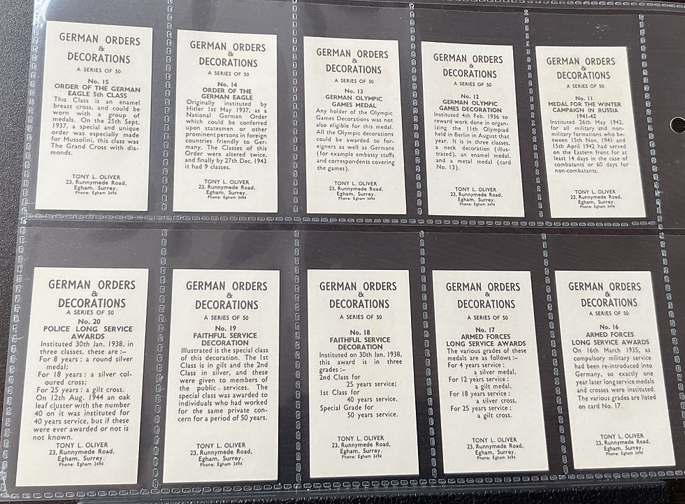 Thumbnail: Oliver German Orders & Decorations Trade Cards