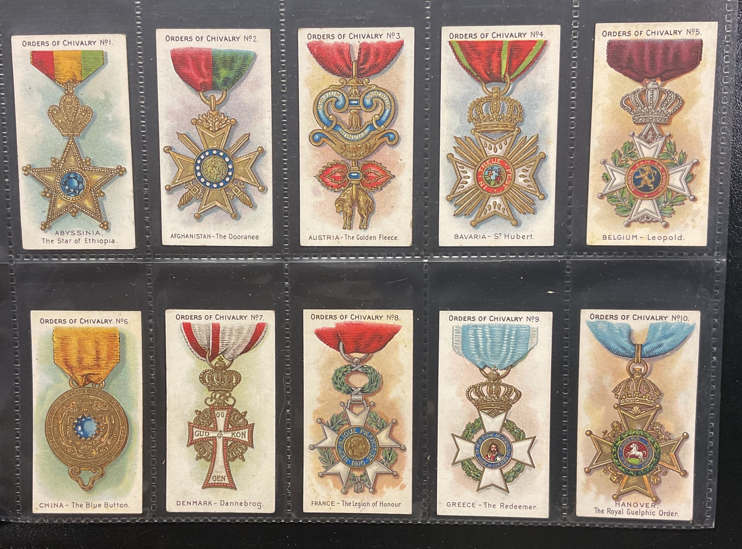 Taddy Orders Of Chivalry Cigarette Cards