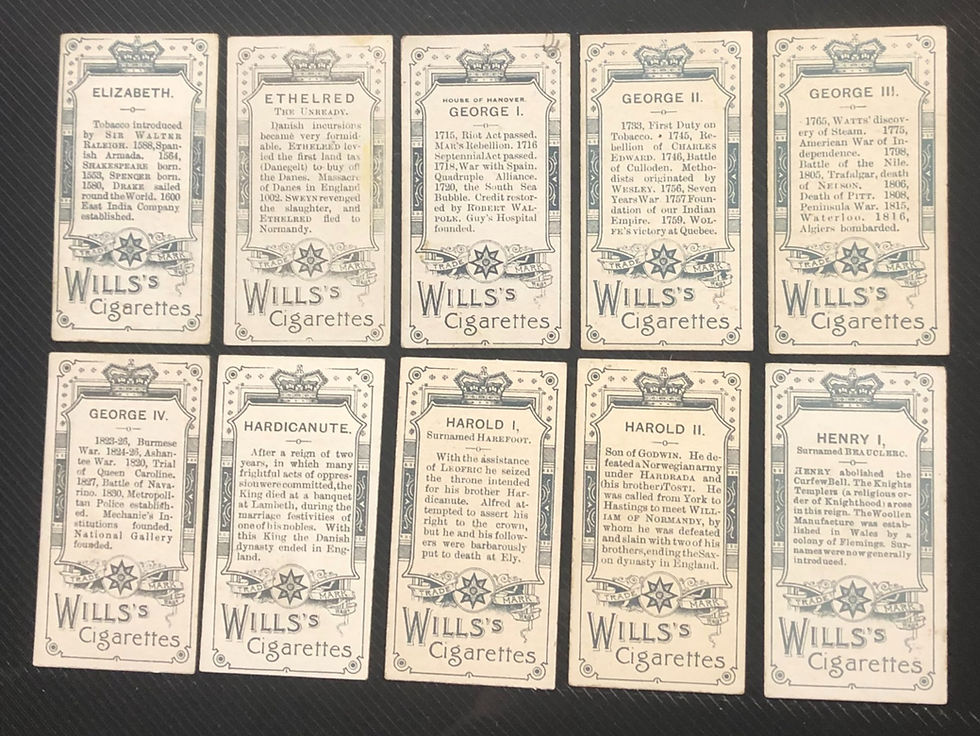 Thumbnail: Wills Kings & Queens Long Card Cigarette Cards