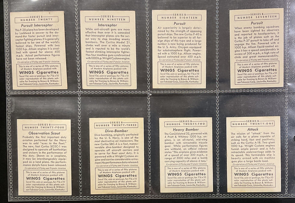 Thumbnail: Brown & Williamson Wings Series B Cigarette Cards