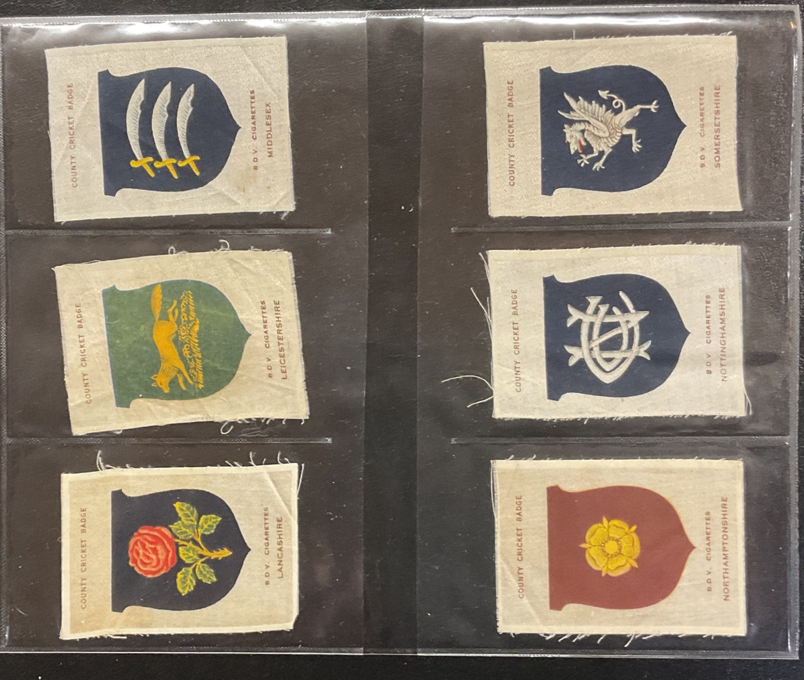 Phillips County Cricket Badges Silk Cigarette Cards