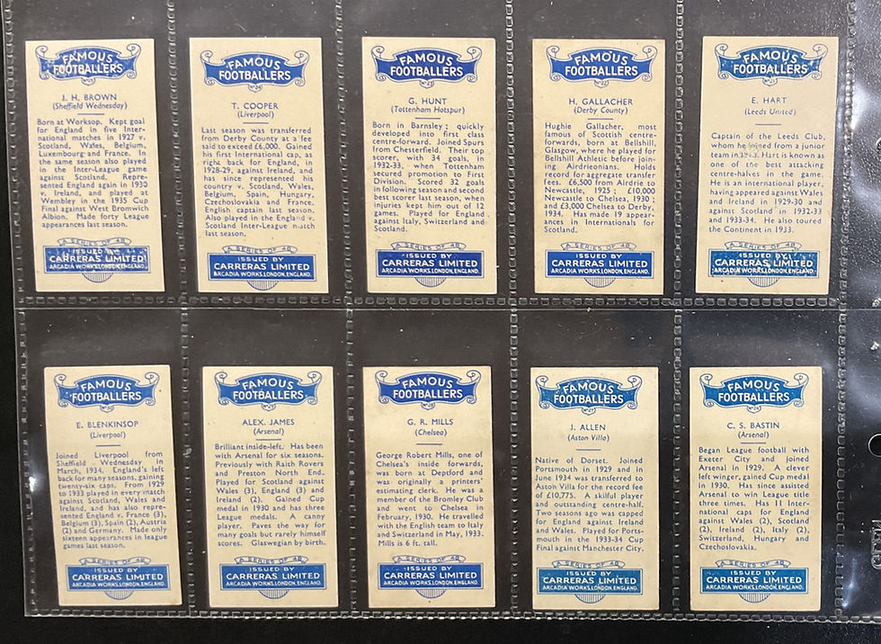 Thumbnail: Carreras Famous Footballers Cigarette Cards