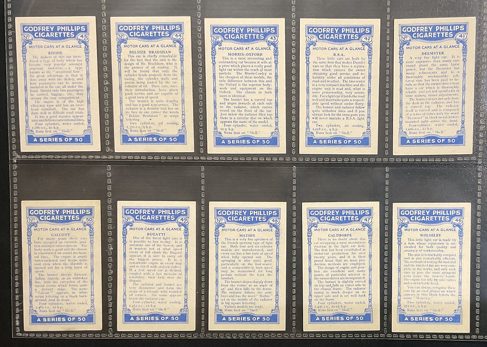 Thumbnail: Phillips Motor Cars At A Glance Cigarette Cards