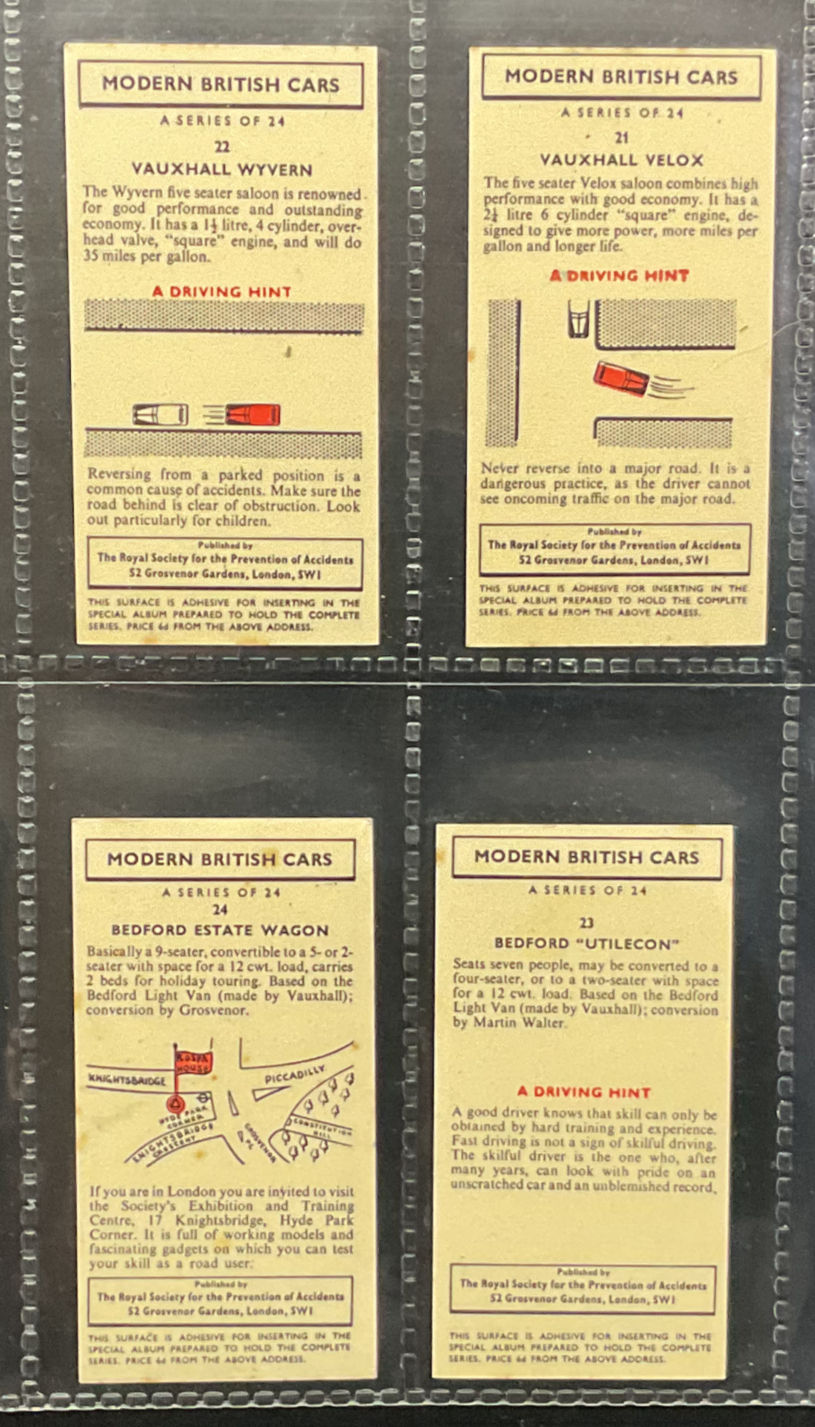 Thumbnail: Royal Society For The Prevention Of Accidents Modern British Cars Trade Cards