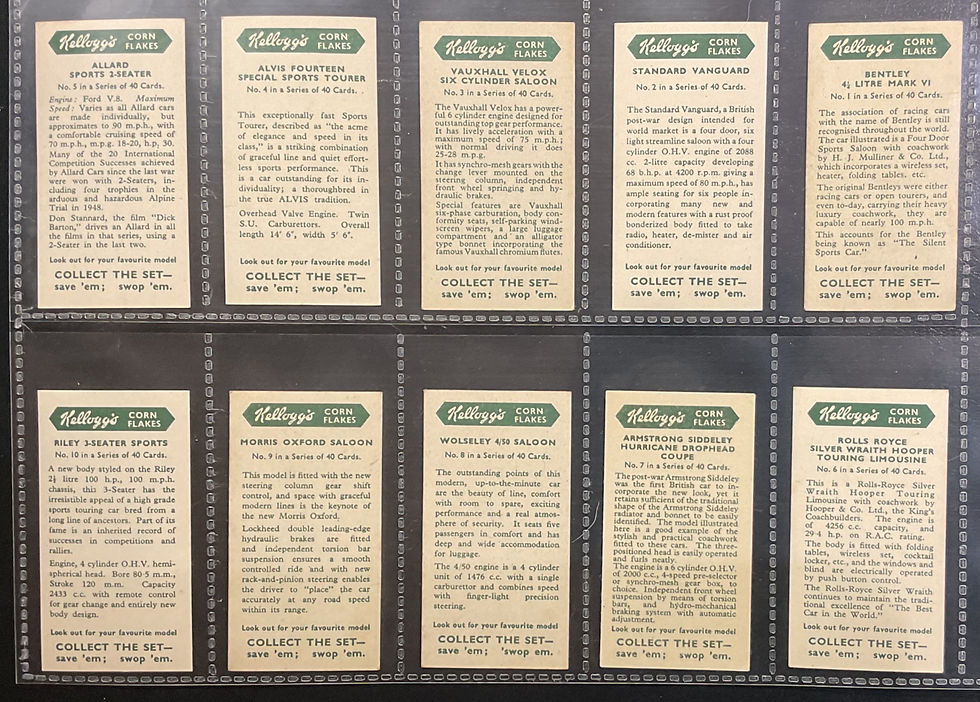 Thumbnail: Kelloggs Motor Cars Black & White Cereal Cards