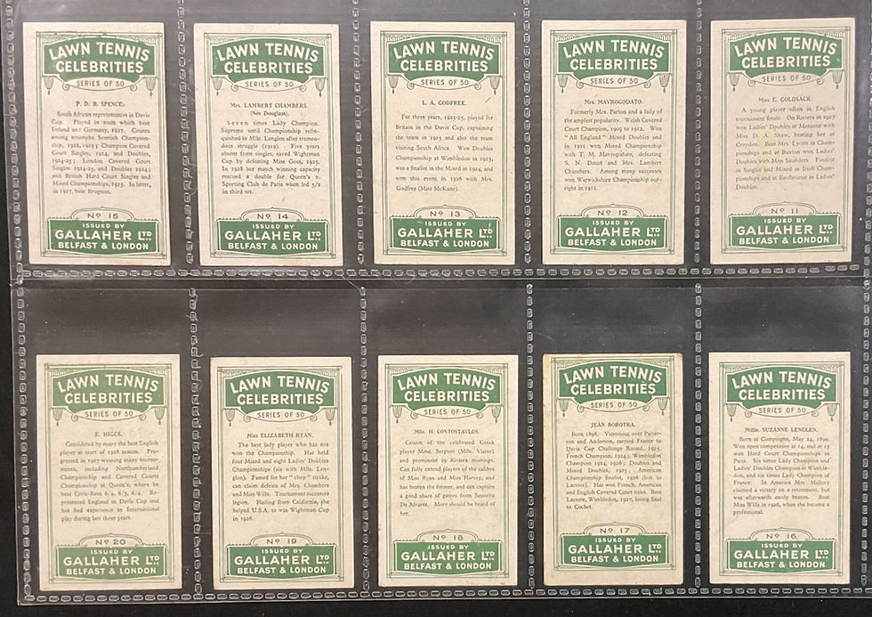 Thumbnail: Gallaher Lawn Tennis Celebrities Cigarette Cards