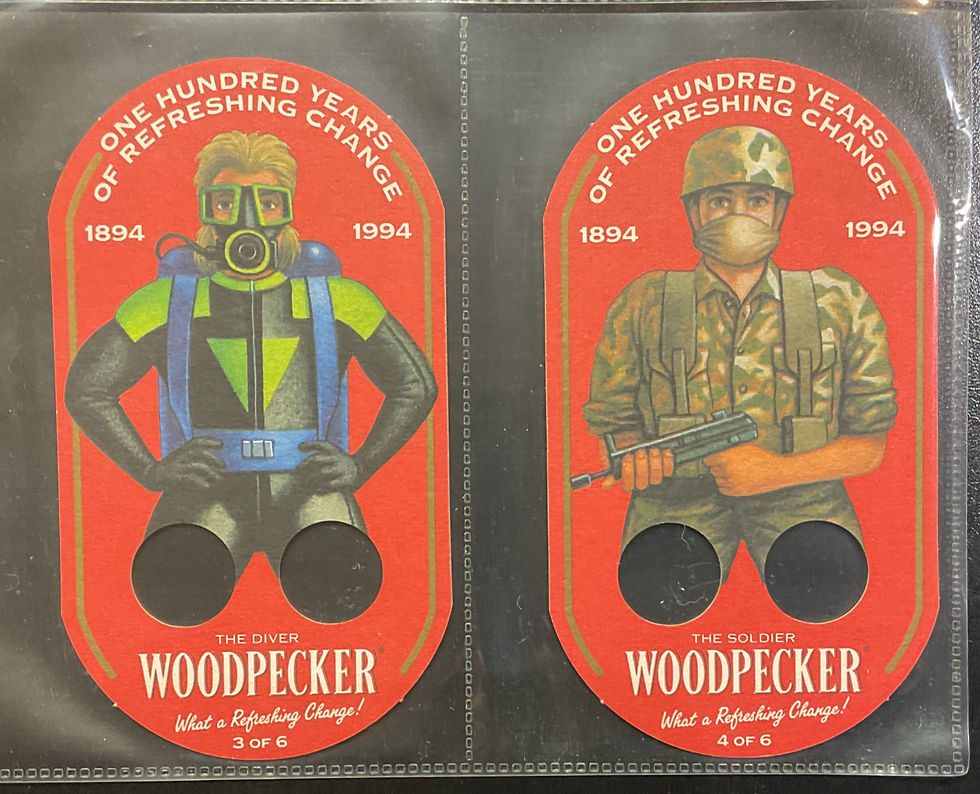 Thumbnail: Woodpecker Caricature Finger Puppets Beer Mats
