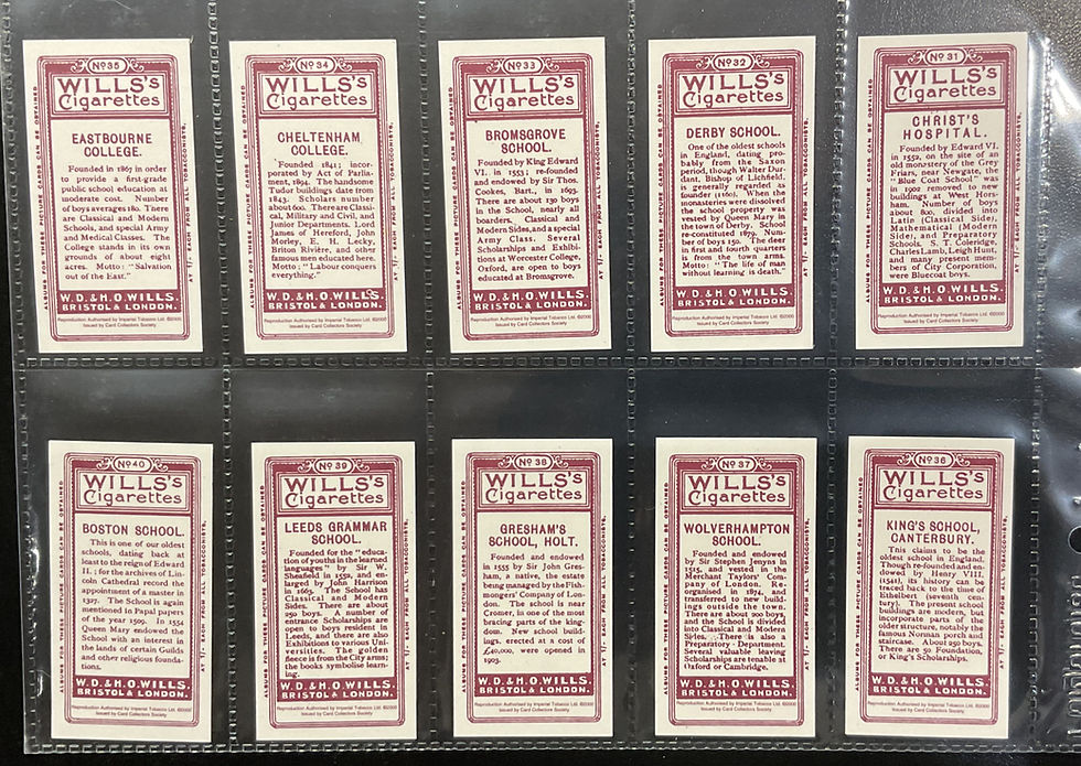 Thumbnail: Wills School Arms Reproduction Cigarette Cards