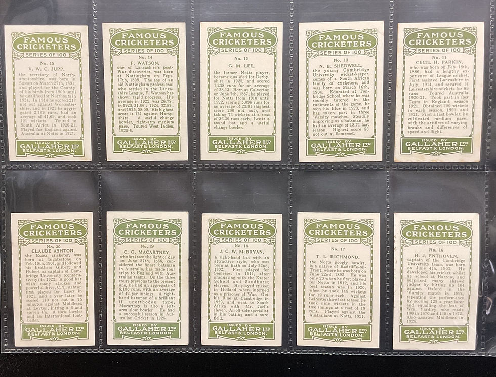 Thumbnail: Gallaher Famous Cricketers Cigarette Cards