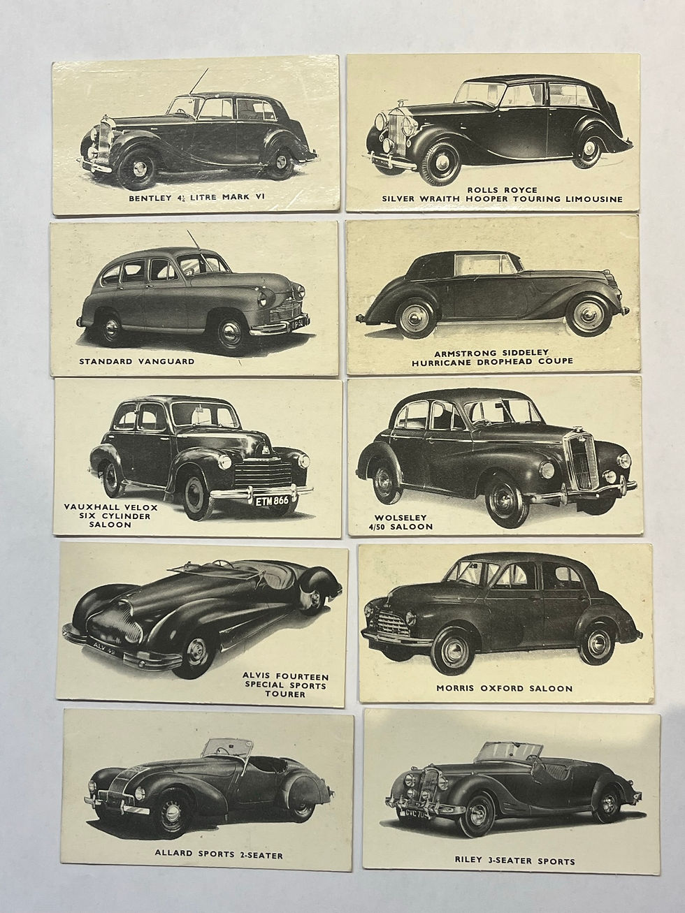 Kelloggs Motor Cars Black And White Cereal Cards