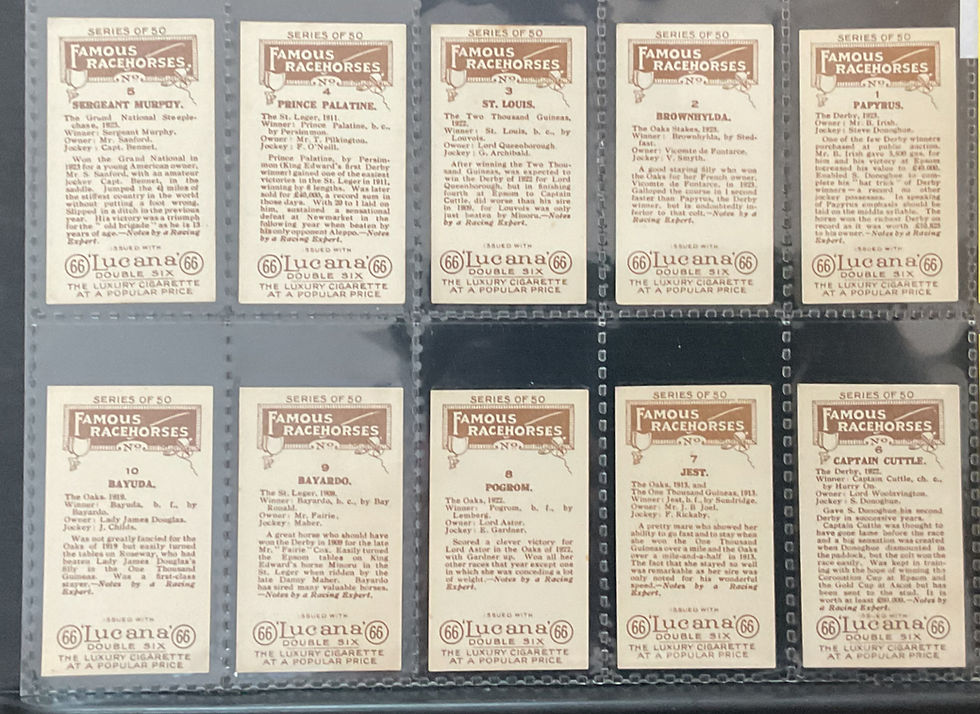 Thumbnail: Sandorides Famous Racehorses Lucana Cigarette Cards