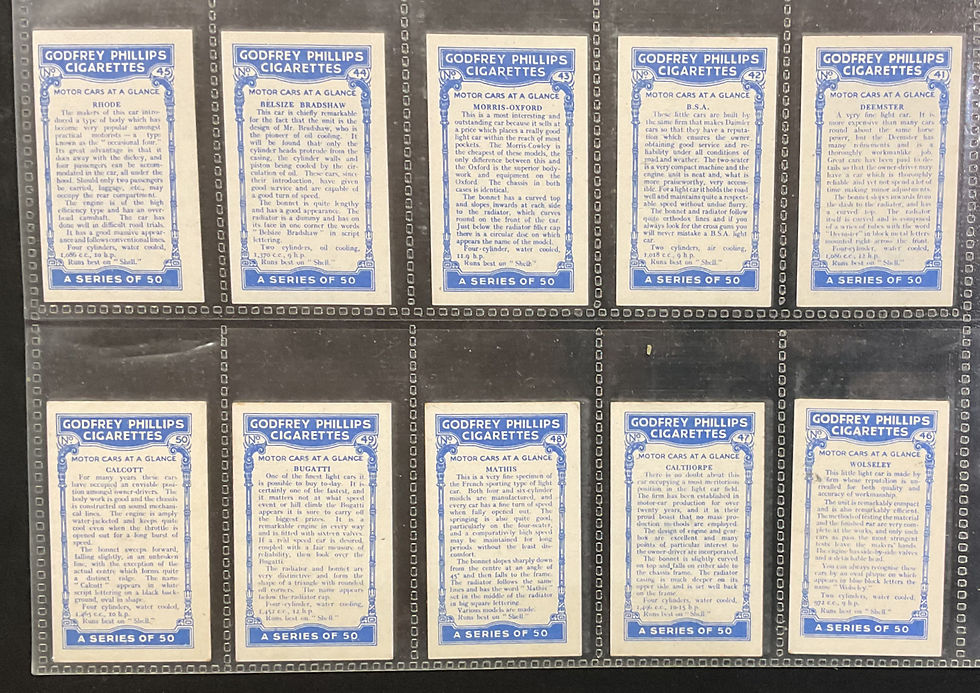 Thumbnail: Phillips Motor Cars At A Glance Cigarette Cards