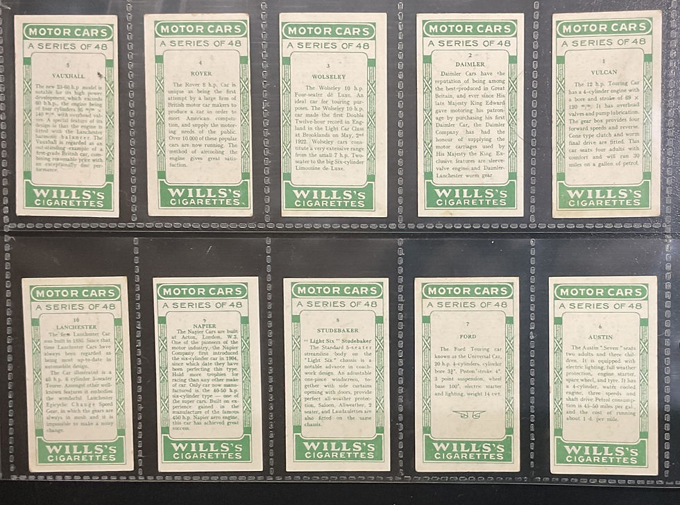 Thumbnail: Wills Motor Cars New Zealand Issue Cigarette Cards