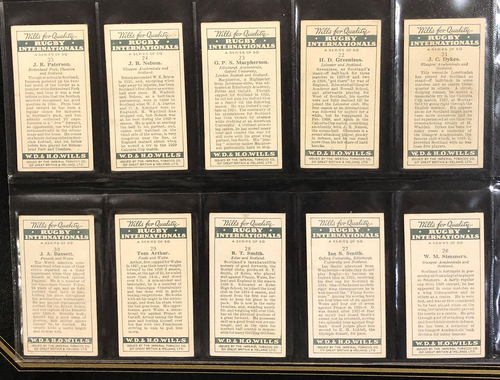 Thumbnail: Wills Rugby Internationals Cigarette Cards