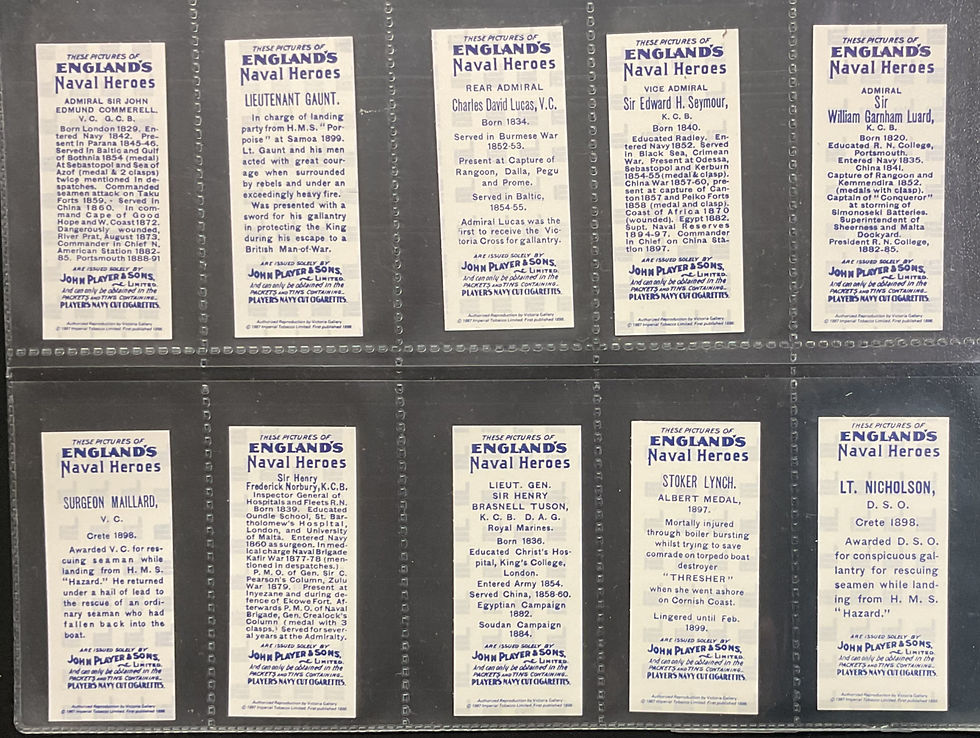 Thumbnail: Players Englands Naval Heroes Narrow Descriptive Reproduction Cigarette Cards